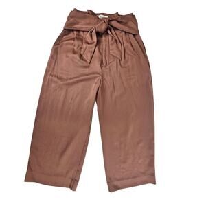 Abercrombie High Waist Shimmer Tie Waist Wide Leg Small Pant Brown